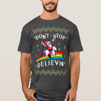 Dont Stop Believing Santa Unicorn Ugly Sweater s 