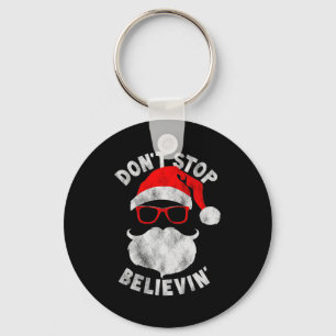 Don't Stop Believing Shades Santa Christmas Tee Lo Key Ring