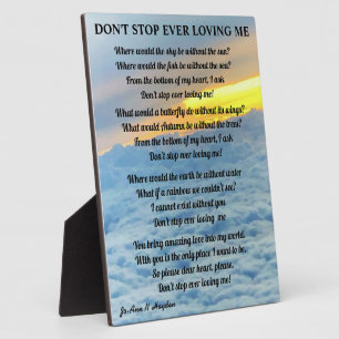 DON'T STOP EVER LOVING ME   PLAQUE