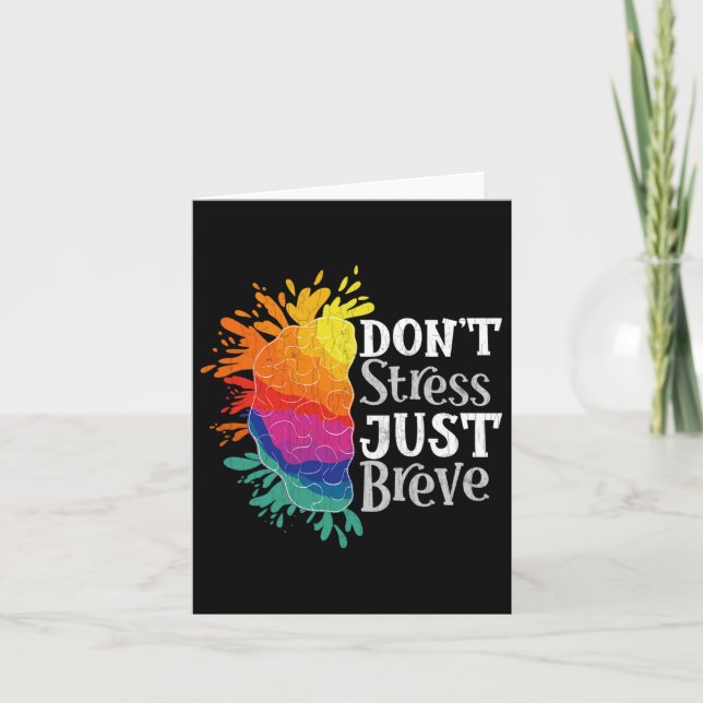 Don't Stress Just Breve Fun Dyslexia Awareness Gra Card (Front)