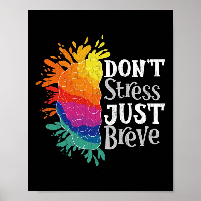 Don't Stress Just Breve Fun Dyslexia Awareness Gra Poster (Front)