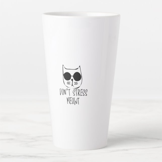 dont stress meow motivational cat design  latte mug (Front)