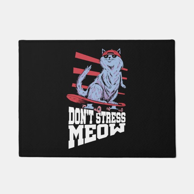 Don't Stress Meow Stress Awareness Month Doormat (Front)