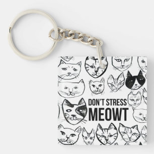 Don't Stress Meowt Funny Cat Lovers Key Ring