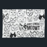 Don't Stress Meowt Funny Cat Pattern Tea Towel<br><div class="desc">Decorate your kitchen with this funny cat towel. Makes a great housewarming or birthday gift for that cat lover in your life! 
Check my shop for more matching stuff like mugs and stickers!</div>