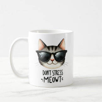 Don't Stress Meowt, Funny Cat Pun Coffee Mug