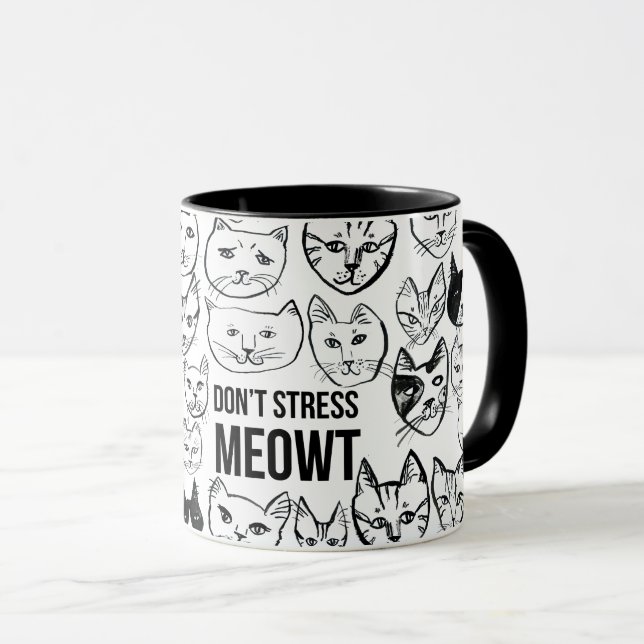 Dont Stress Meowt Until I Have My Coffee Funny Cat Mug (Front Right)