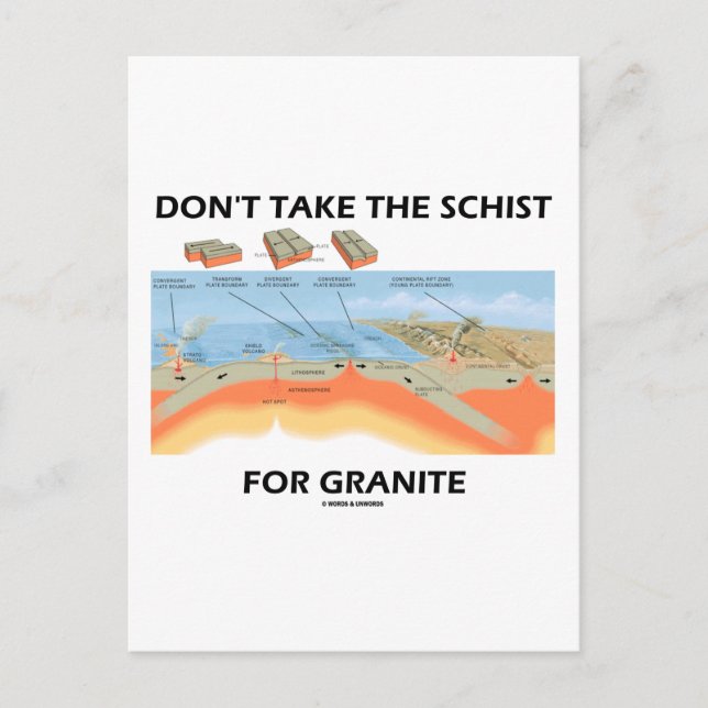 Don't Take The Schist For Granite (Geology Humour) Postcard (Front)
