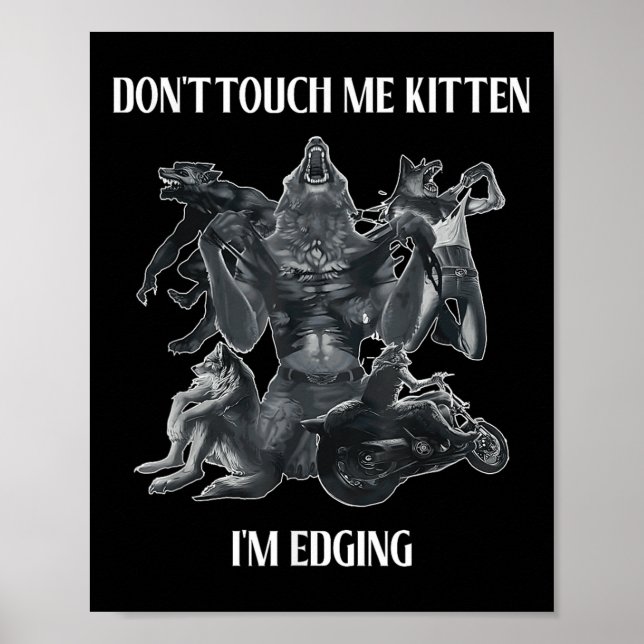 Don't Touch Me Kitten I'm Edging Wolfs Design  Poster (Front)