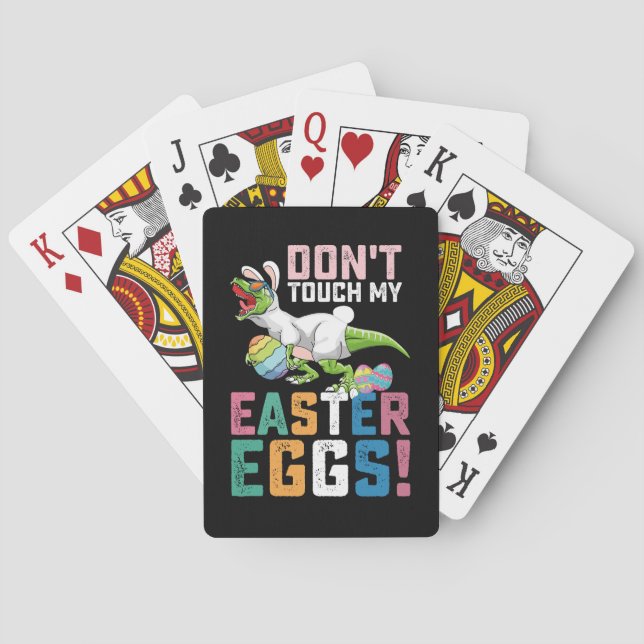 Don't Touch My Easter Eggs T Rex Dinosaur Playing Cards (Back)