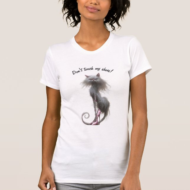 Don't Touch My Shoes Cat  T-Shirt (Front)