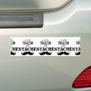 Don't Trash the Stache Moustache Retro Hipster Bumper Sticker