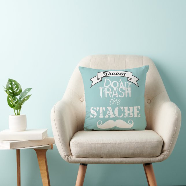 Don't Trash the Stache Moustache Retro Hipster Cushion (Chair)