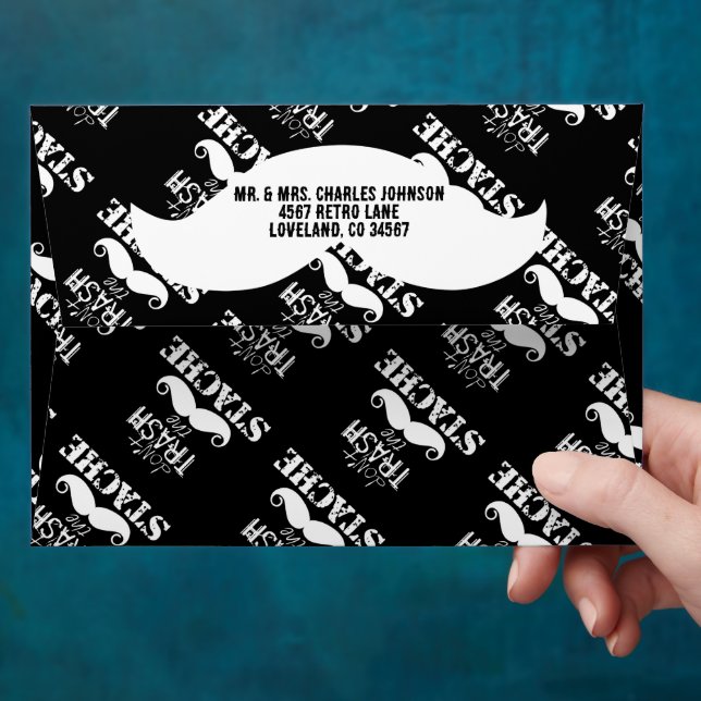 Don't Trash the Stache Moustache Retro Hipster Envelopes (Hand)