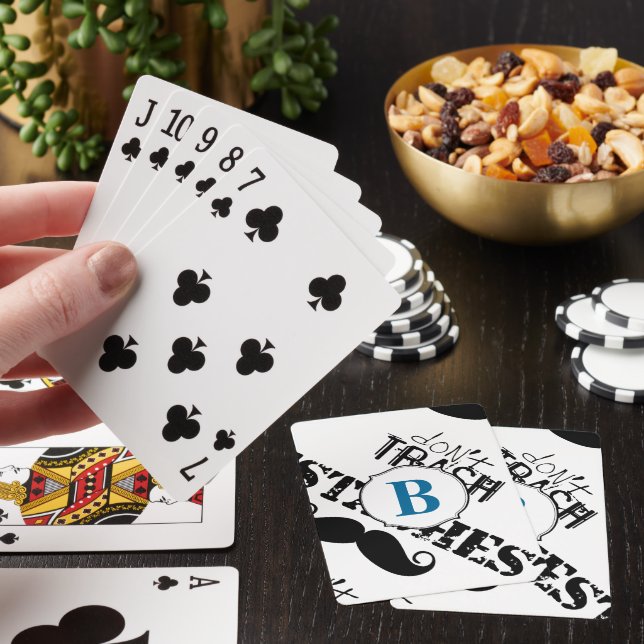 Don't Trash the Stache Moustache Retro Hipster Playing Cards (In Situ)