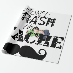 Don't Trash the Stache Moustache Retro Hipster Wrapping Paper