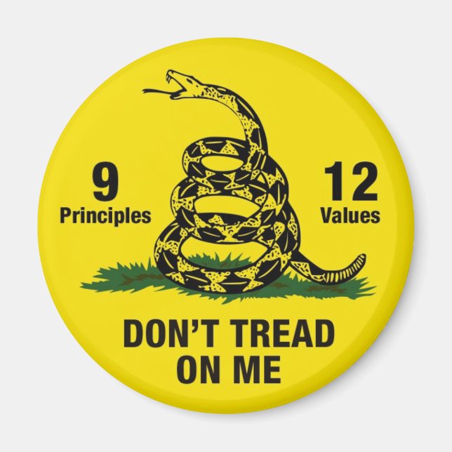Don't Tread on Me Flag 9 Principles 12 Values Magnet (Front)