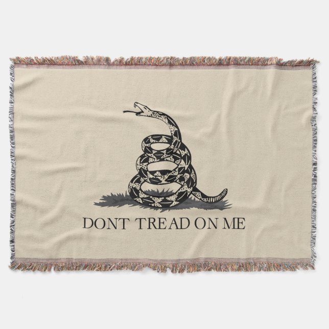 Don't tread on me Gadsden Flag BLACK BEIGE Throw Blanket (Front)