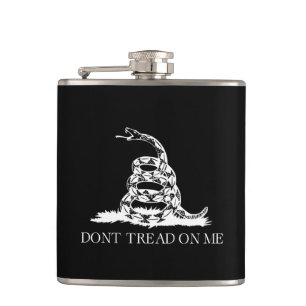 Don't tread on me Gadsden Flag BLACK WHITE Hip Flask