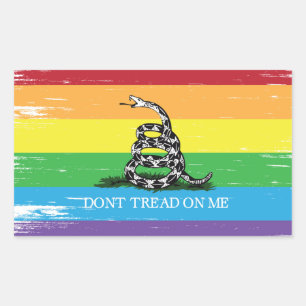 Don't tread on me Gadsden flag LGBT Rainbow grunge Rectangular Sticker