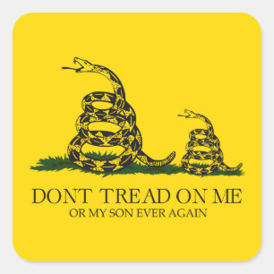Don't Tread on Me or My Son Gadsden Flag Meme Square Sticker