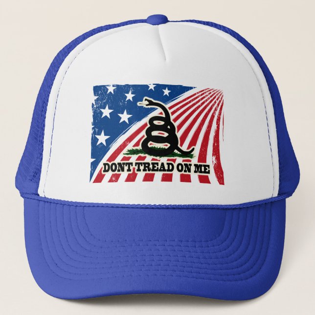 Dont Tread on Me, Red White Blue Patriotic Hat Cap (Front)