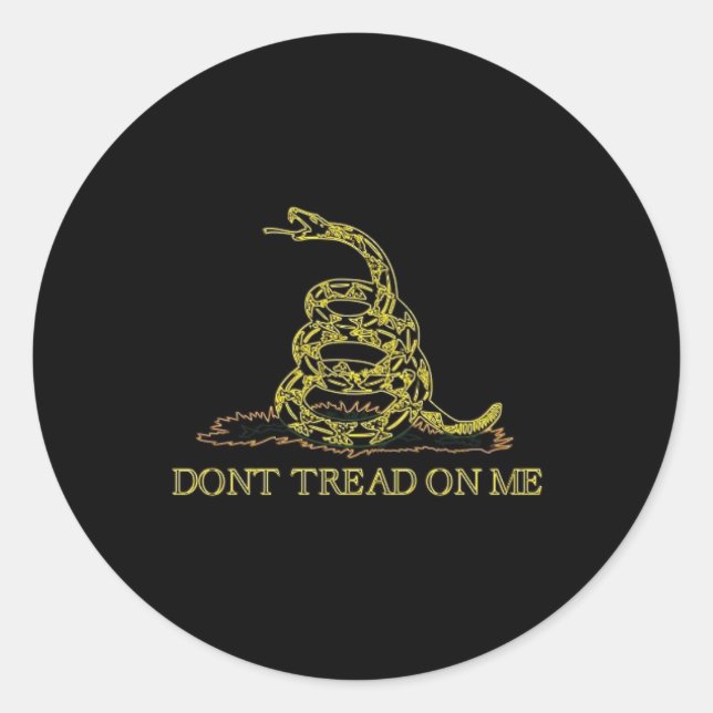Dont Tread On Me Sticker Round Black (Front)