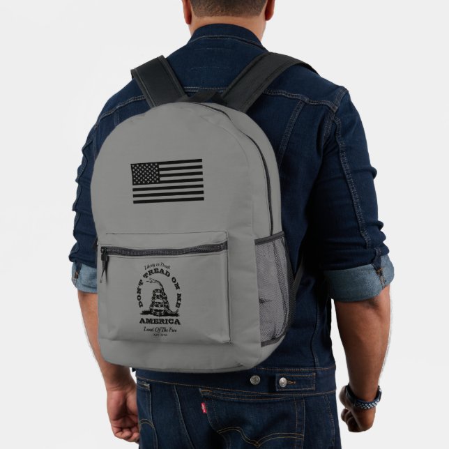 Don't Tread On Me with American Flag Printed Backpack (Insitu (Model))