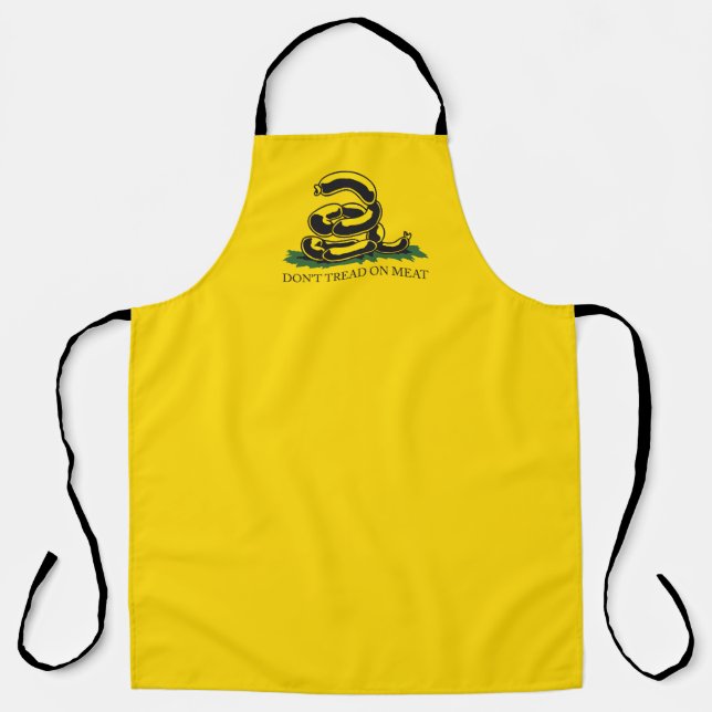 Don't tread on meat funny Gadsden flag parody meme Apron (Front)