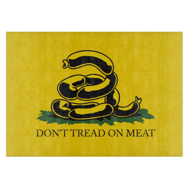 Don't tread on meat funny Gadsden flag parody meme Cutting Board (Front)