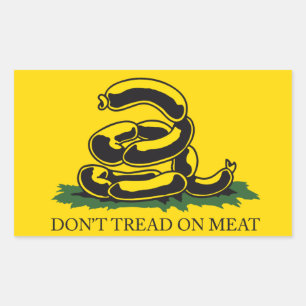 Don't tread on meat funny Gadsden flag parody meme Rectangular Sticker
