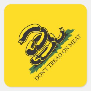 Don't tread on meat funny Gadsden flag parody meme Square Sticker