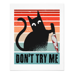 Don't try me, Moody Cat with knife Invitation Flyer