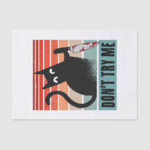 Don't try me, Moody Cat with knife Invitation Tissue Paper
