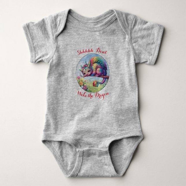 Don't Wake the Dragon Baby One Piece Bodysuit (Front)
