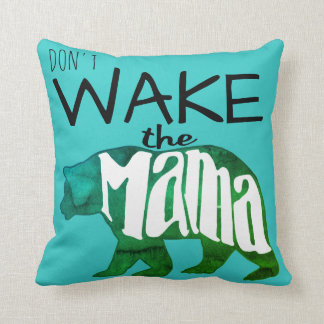 Don't Wake the Mama Bear Blue Accent Pillow