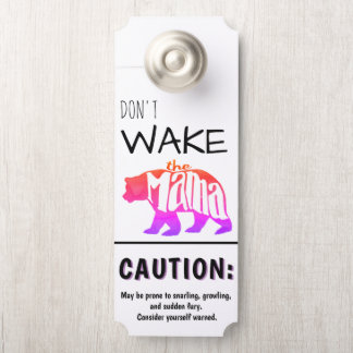 Don't Wake the Mama Bear Retro Rainbow Door Hanger