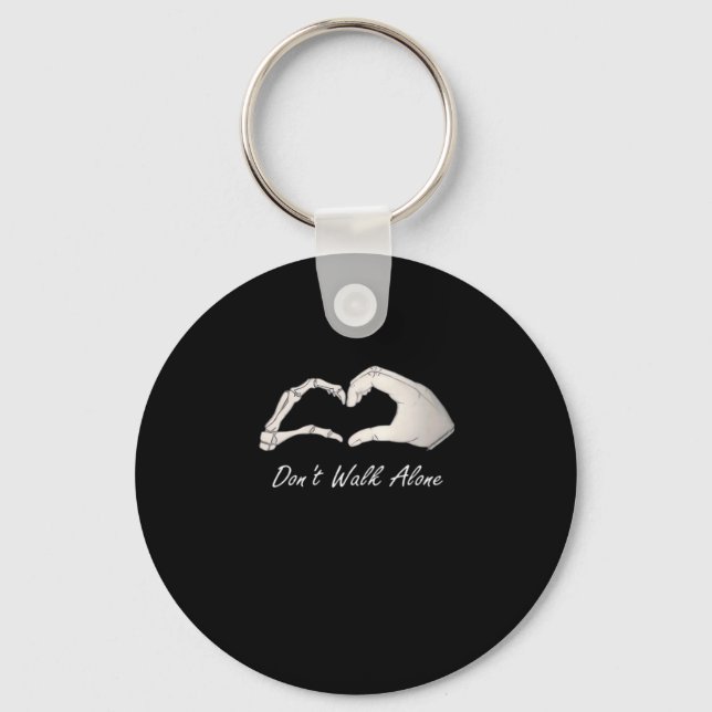 Don't Walk - White Classic - Skeleton Hands Hearts Key Ring (Front)