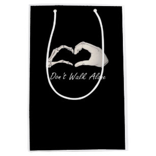 Don't Walk - White Classic - Skeleton Hands Hearts Medium Gift Bag