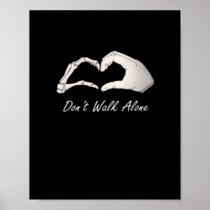 Don't Walk - White Classic - Skeleton Hands Hearts Poster
