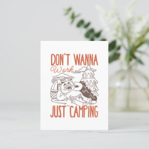 Don't Wanna Work, Just Camping – Vintage Cat Postcard