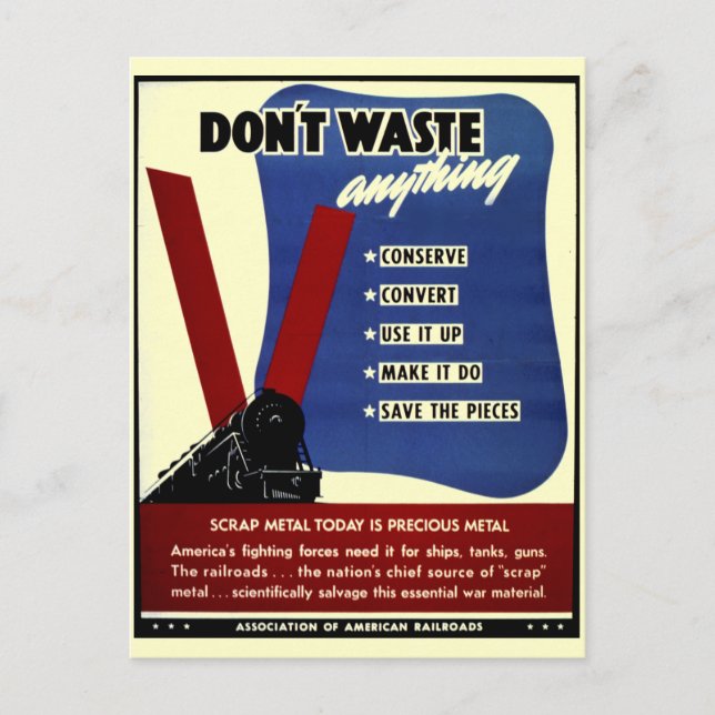 Don't Waste Scrap Metal Postcard (Front)