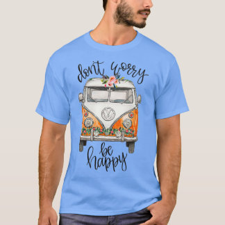 Dont Worries Be Happy Floral Hippie Van Peace T-Shirt