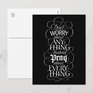 DON'T WORRY about anything - Christian Calligraphy Holiday Postcard