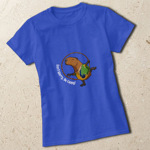 Don't Worry Be Cappy Capybara Gymnast Hoop Cartoon T-Shirt