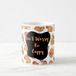 Don't Worry, Be Cappy - Fun Capybara Pattern Coffee Mug