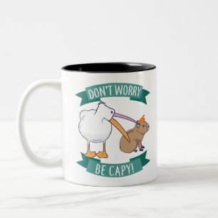 Don't Worry, Be Capy. Capybara Orange Unbothered Two-Tone Coffee Mug
