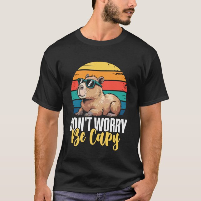 Dont Worry Be Capy Capybara Retro Men Boys Kids Yo T-Shirt (Front)
