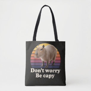Don't Worry Be Capy Cute Capybara Pun Design Tote Bag