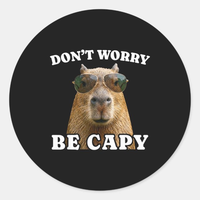 Dont worry be capy funny capybara  classic round sticker (Front)